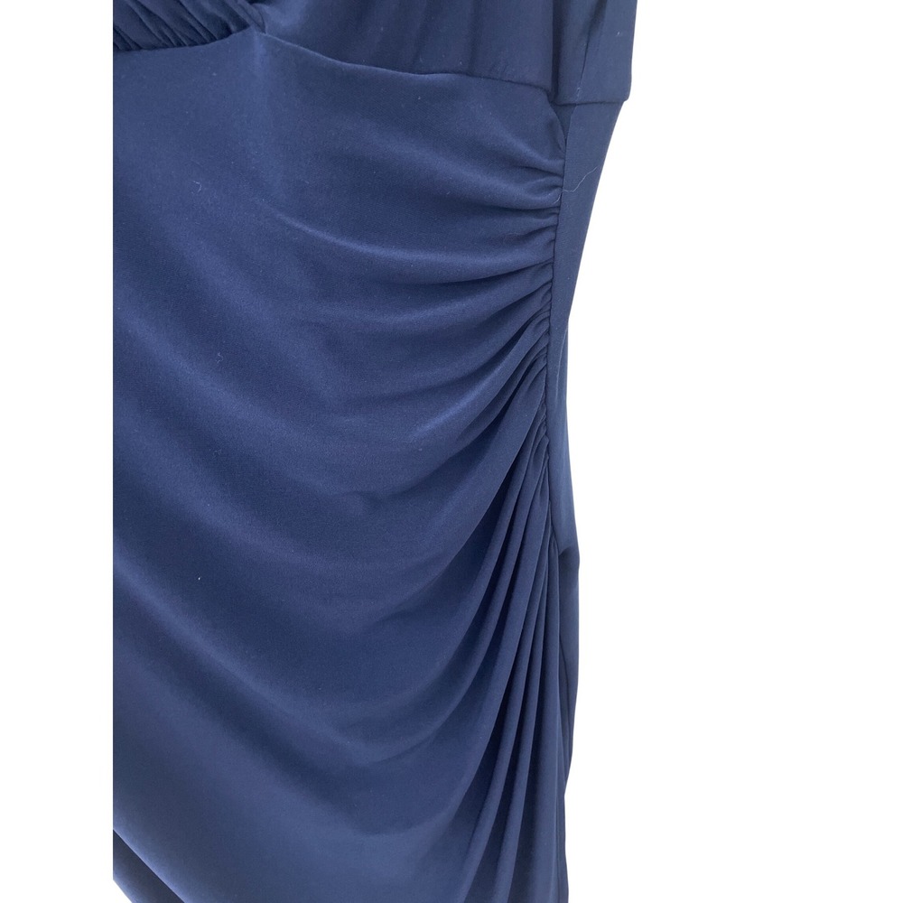 Lauren Ralph Lauren  Navy Blue Ruched Rhinestone  Dress 8 Prom Wedding Cocktail - Picture 3 of 9